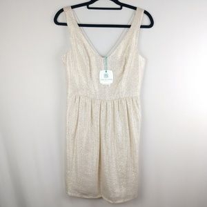 NWT Tori Richard Metallic Gold Dress with Pockets